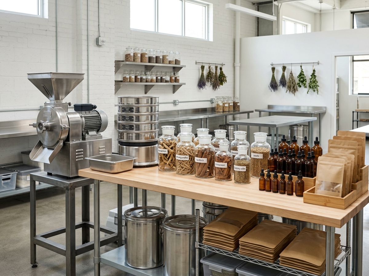 Herbal raw materials, milling, and processing